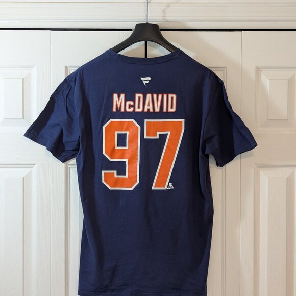 Fanatics Connor McDavid Edmonton Oilers Hockey T-Shirt - Navy - Size L - Picture 2 of 9